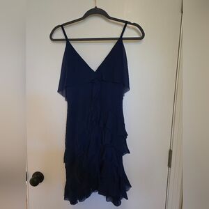Alice + Olivia Deep Blue Asymmetrical Dress